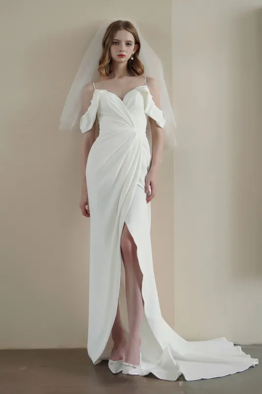 Sheath Sweep-Brush Train Elastic Cloth Wedding Dress CW3215 sold by Cocomelody