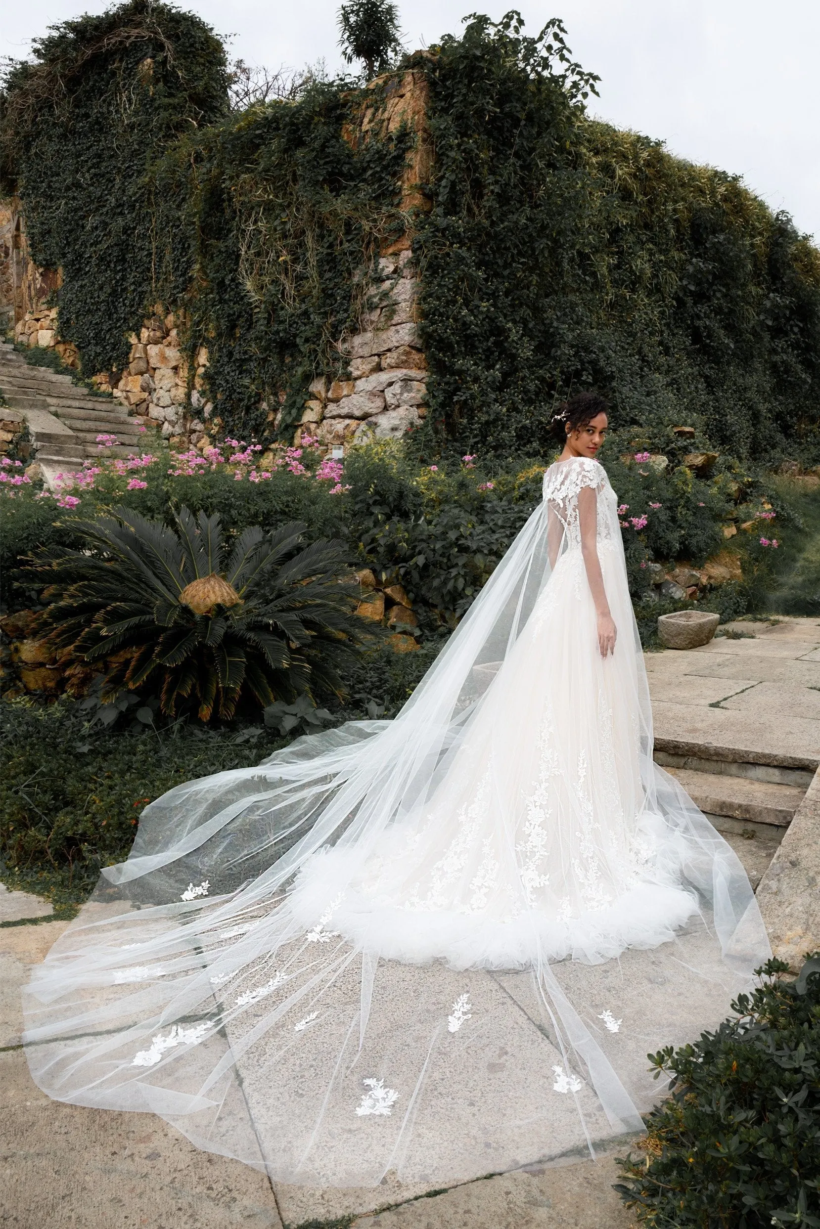 A-Line Court Train Tulle Wedding Dress CW2359 sold by Cocomelody product image thumbnail 2