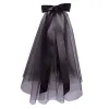 Vintage dark veil with large bow streamer 631802827806 sold by Cocomelody