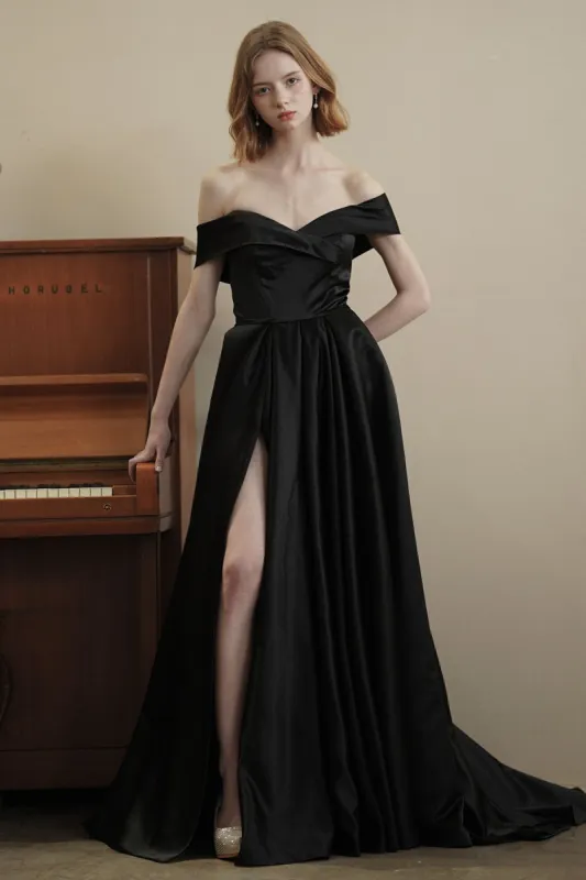 A-Line Sweep-Brush Train Satin Wedding Dress CW3075 sold by Cocomelody