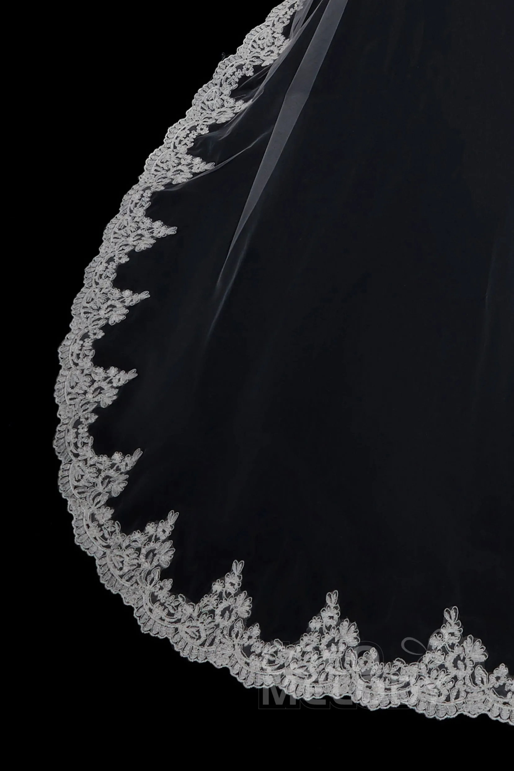 Two-tier Lace Edge Tulle Appliques Chapel Veils AV0015 sold by Cocomelody product image thumbnail 3
