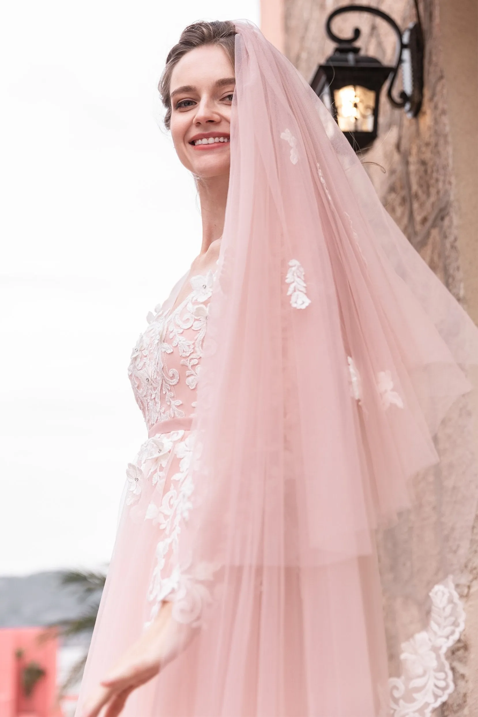 Two-tier Lace Edge Tulle Cathedral Veils with Appliques CV0228 sold by Cocomelody product image thumbnail 2