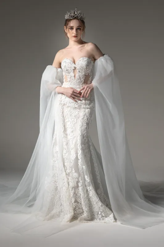 Trumpet-Mermaid Cathedral Train Tulle Wedding Dress CW2505 sold by Cocomelody