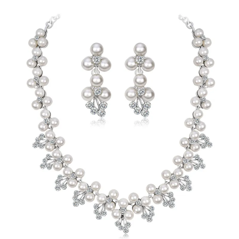 Pearl rhinestone bridal necklace set Wedding Necklace jewelry Wedding Accessories jewelry set 563391827326 sold by Cocomelody