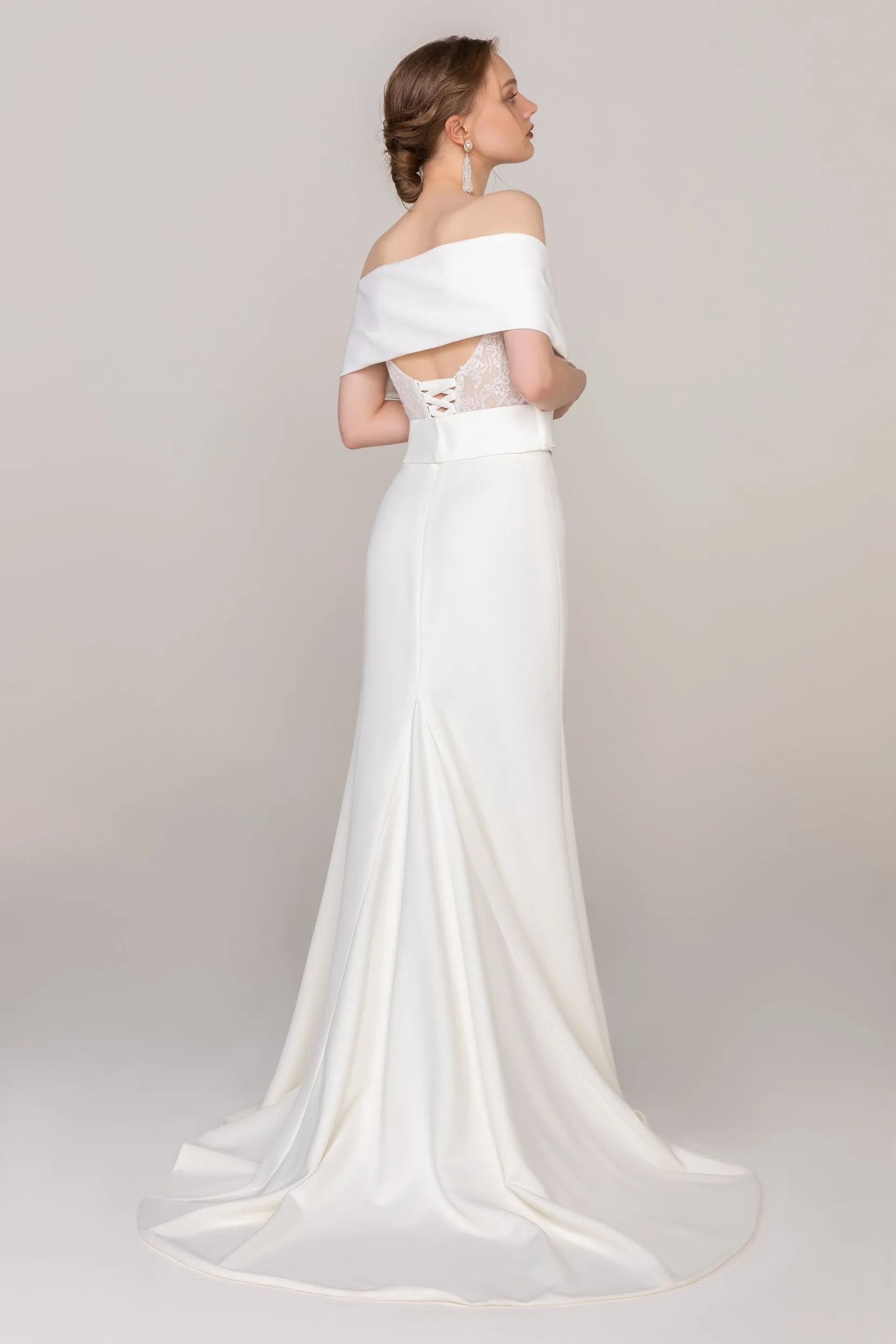 Trumpet Sweep Train Lace Elastic Cloth Wedding Dress CW2470 sold by Cocomelody product image thumbnail 2