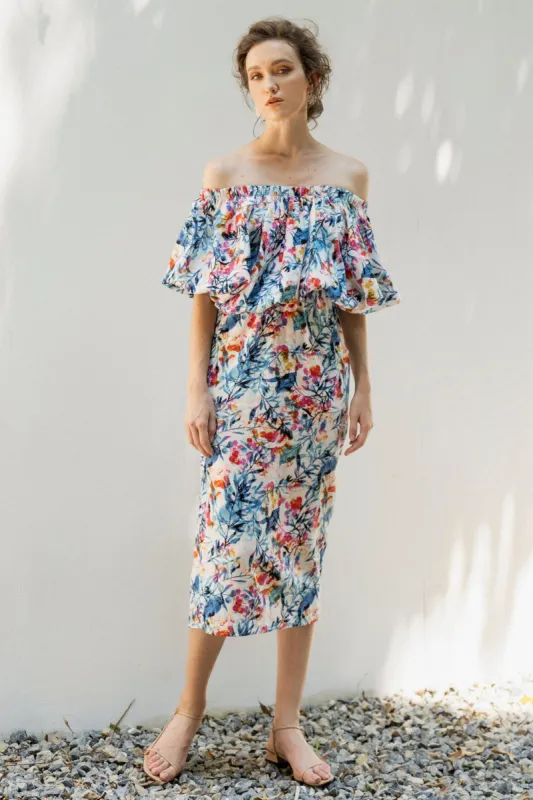 Sheath-Column Tea Length Linen Dress CG0070 sold by Cocomelody