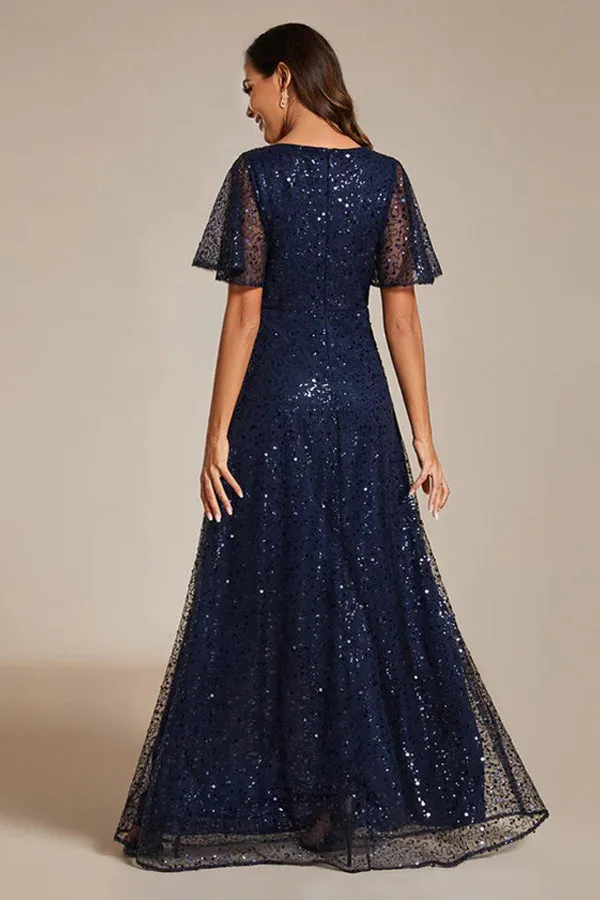 A-Line Floor Length Sequined Dress CM0190 sold by Cocomelody product image thumbnail 2