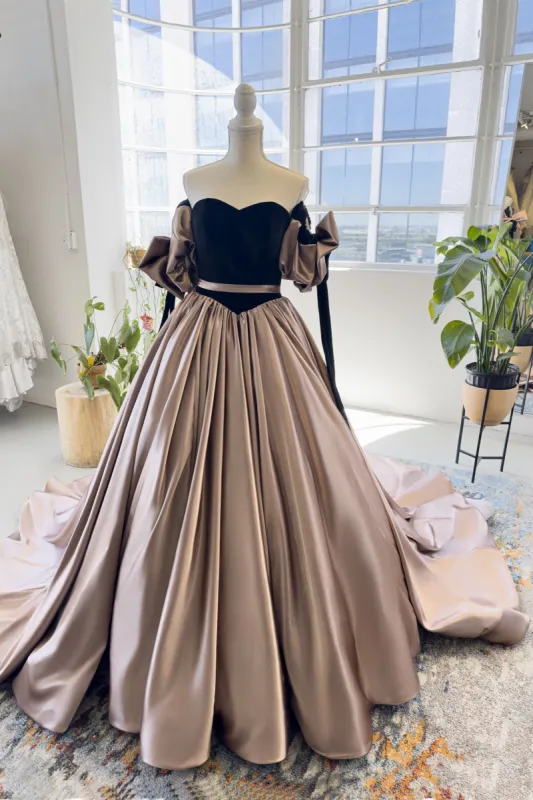 A-Line Chapel Train  Satin Wedding Dress CW2990 sold by Cocomelody