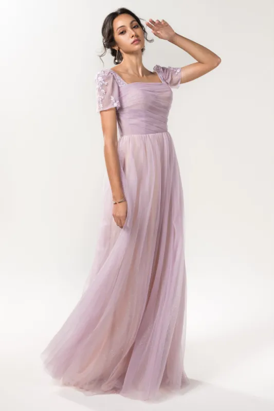 A-Line Floor Length Sparkling Tulle Bridesmaid Dress CB0617CR sold by Cocomelody