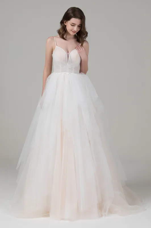 A-Line Court Train Tulle Wedding Dress CW2546 sold by Cocomelody