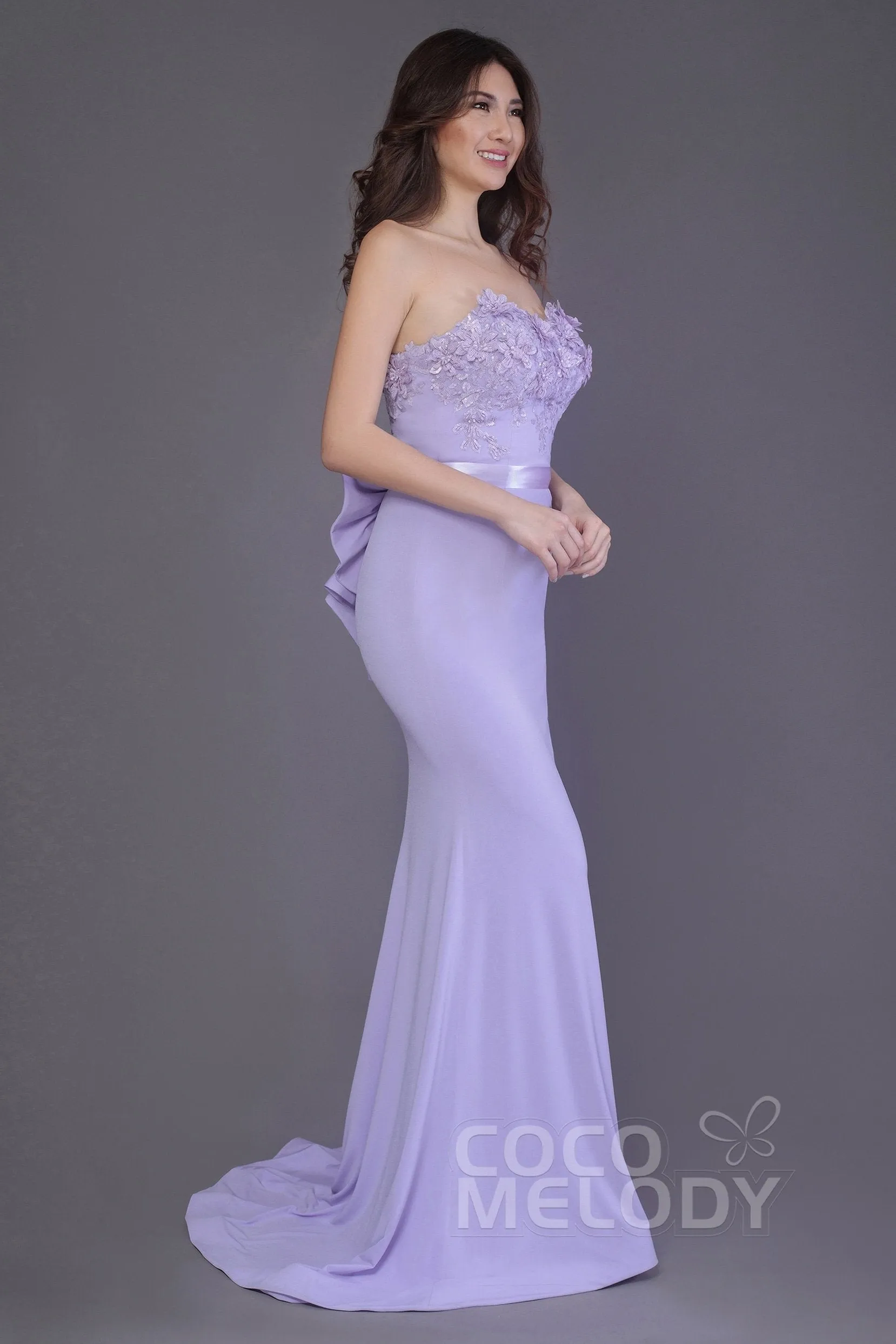 Mermaid Sweep Train Knitted Fabric Bridesmaid Dress PR3484 sold by Cocomelody product image thumbnail 5