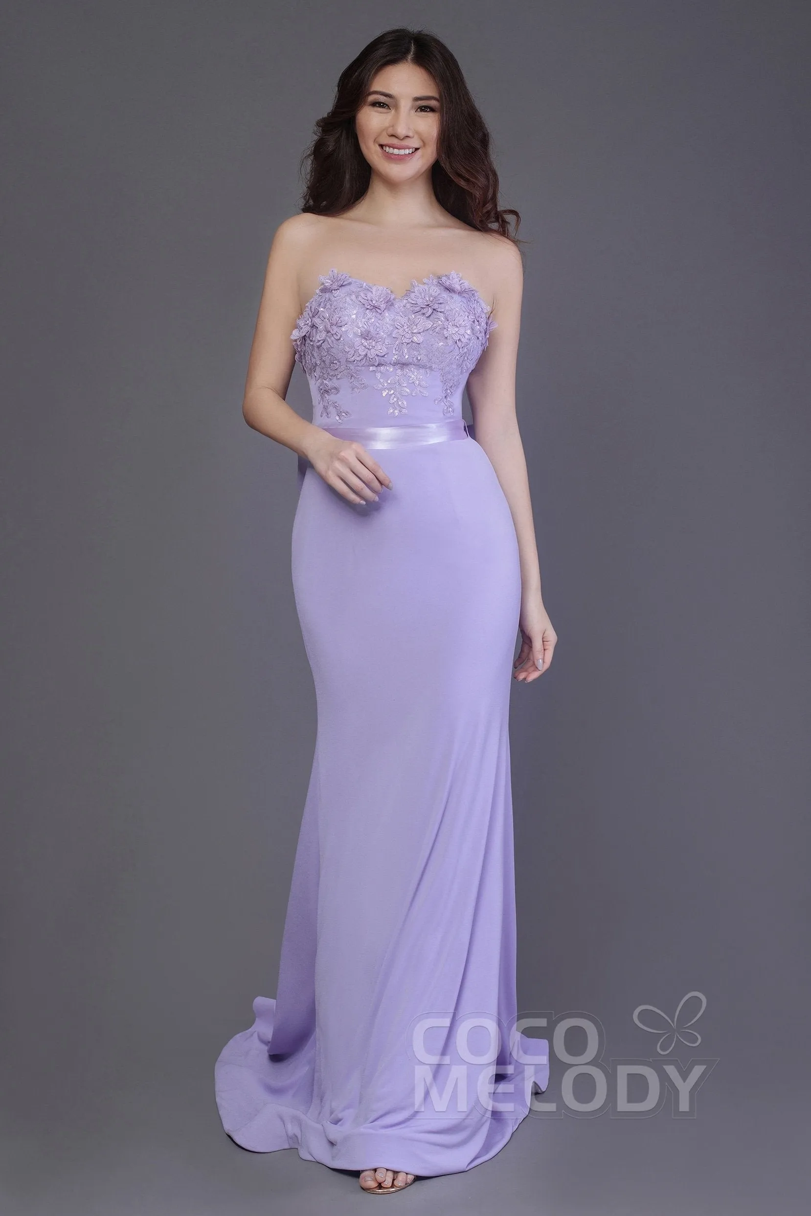 Mermaid Sweep Train Knitted Fabric Bridesmaid Dress PR3484 sold by Cocomelody product image thumbnail 4