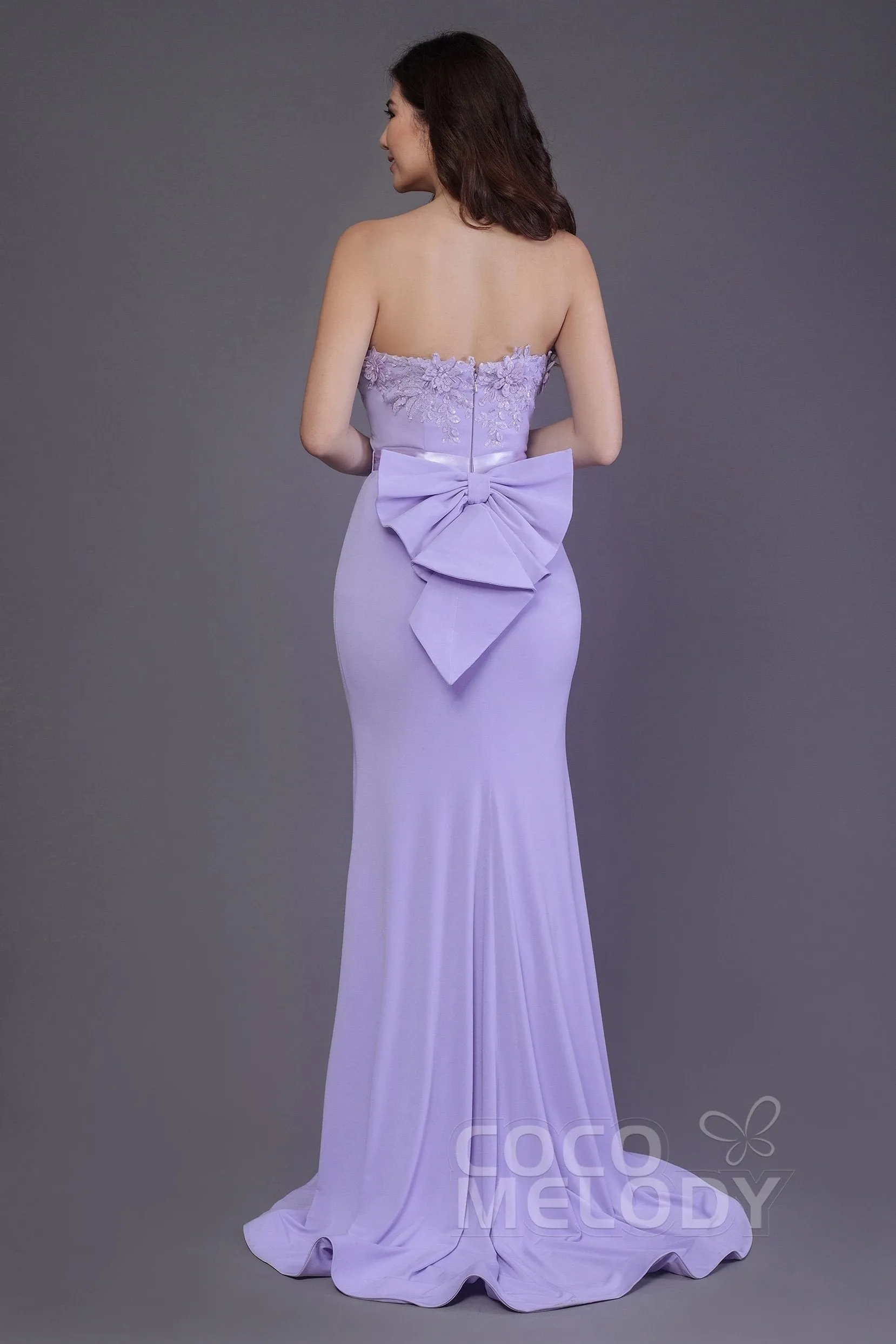 Mermaid Sweep Train Knitted Fabric Bridesmaid Dress PR3484 sold by Cocomelody product image thumbnail 3