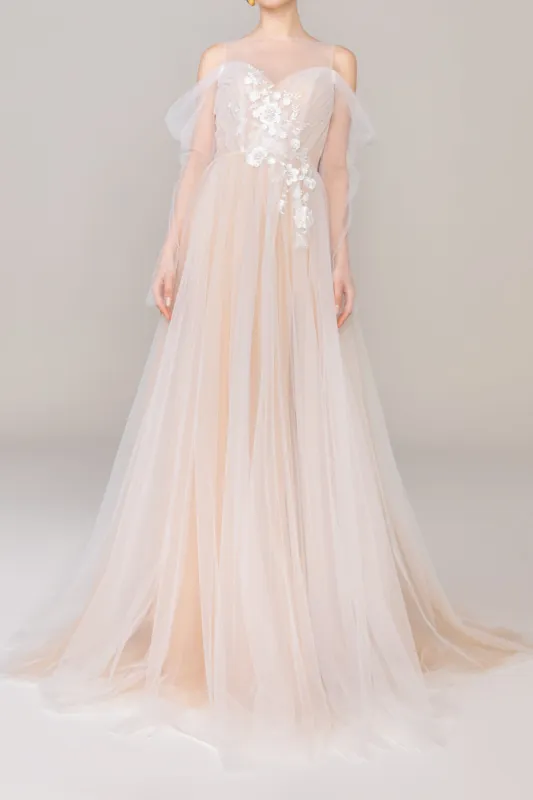 Charming Tulle Wedding Wrap with Appliques Pleating CZ0264 sold by Cocomelody