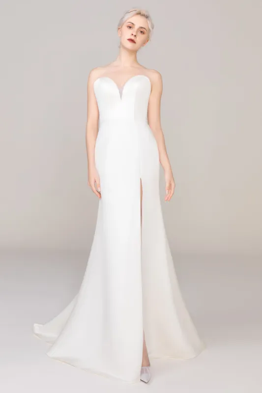 Trumpet-Mermaid Sweep-Brush Train Satin Wedding Dress CW2423 sold by Cocomelody