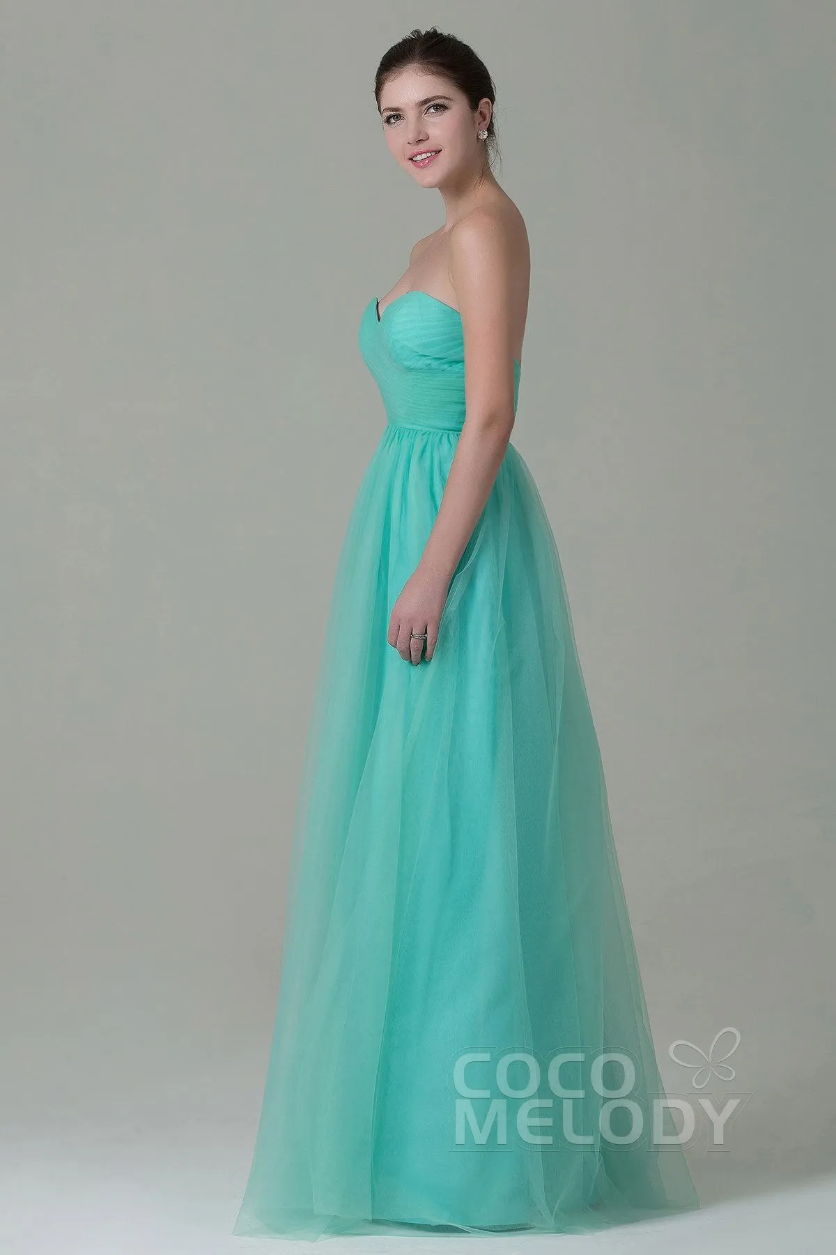 Sheath-Column Floor Length Tulle Bridesmaid Dress COZF1500E sold by Cocomelody product image thumbnail 5
