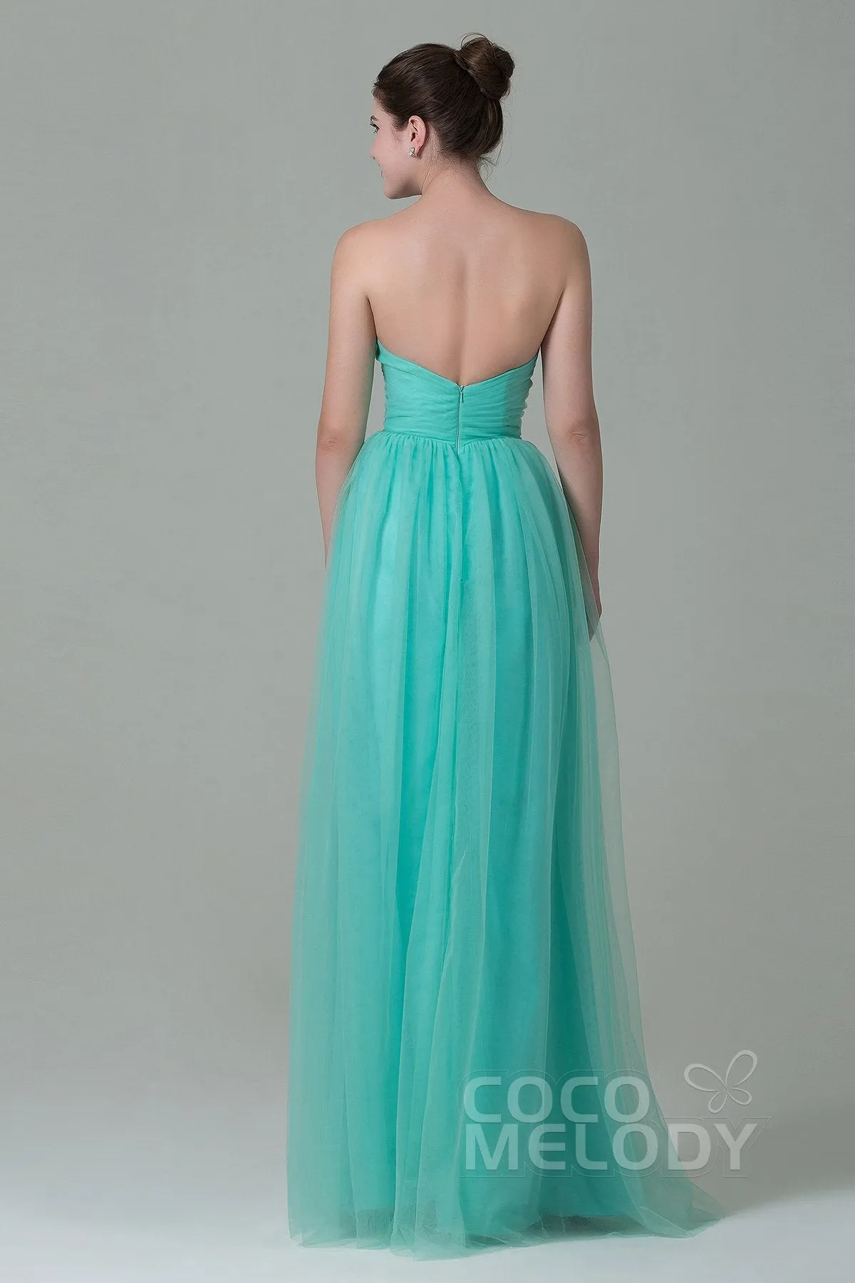 Sheath-Column Floor Length Tulle Bridesmaid Dress COZF1500E sold by Cocomelody product image thumbnail 2