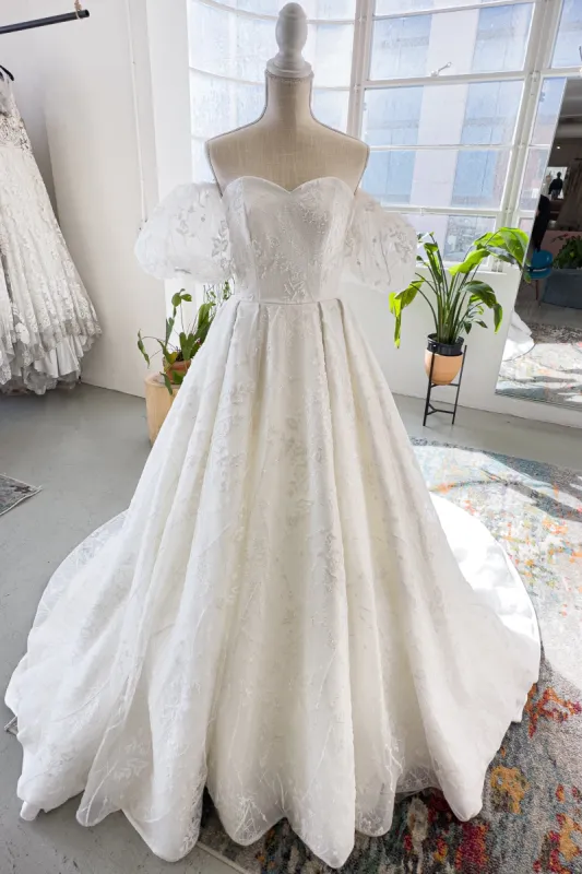 A-Line Chapel Train  Lace Tulle Wedding Dress CW2986 sold by Cocomelody