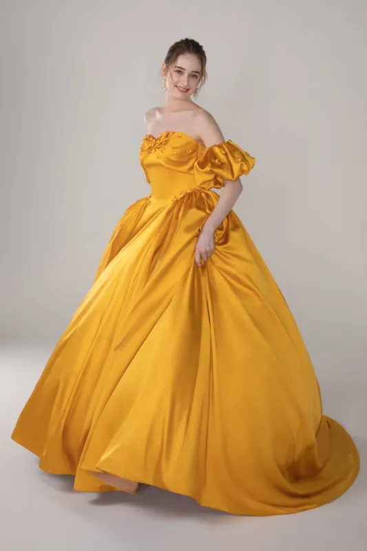 Princess Court Train Satin Wedding Dress CW2526 made by Cocomelody