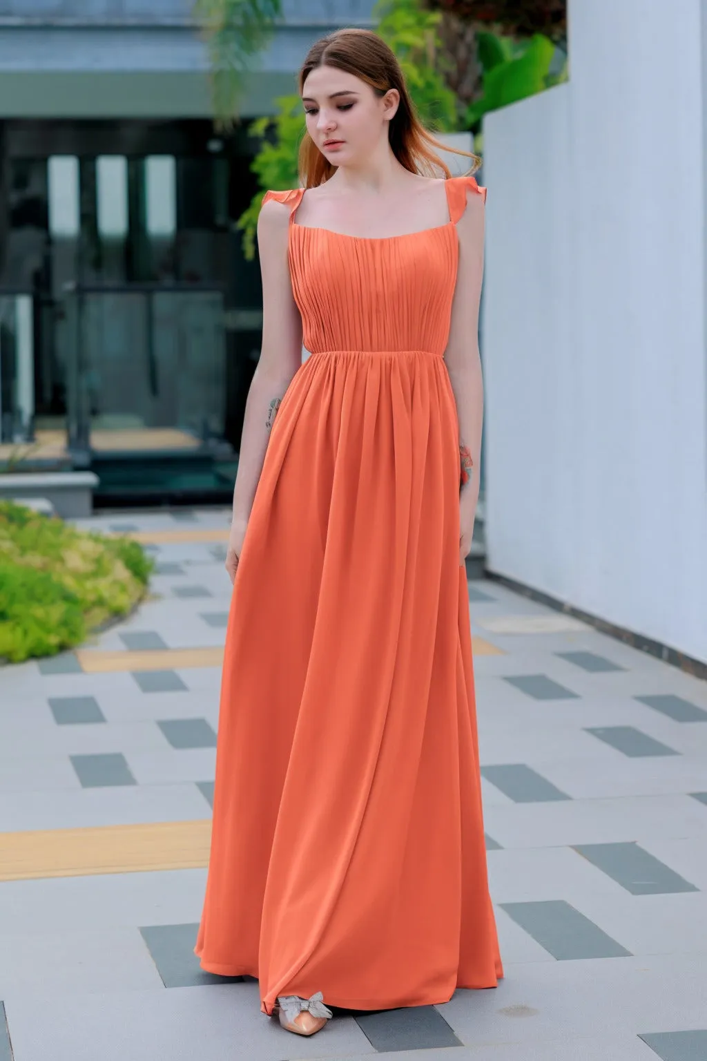 A-Line Floor Length Chiffon Bridesmaid Dress CB0714 sold by Cocomelody product image thumbnail 5
