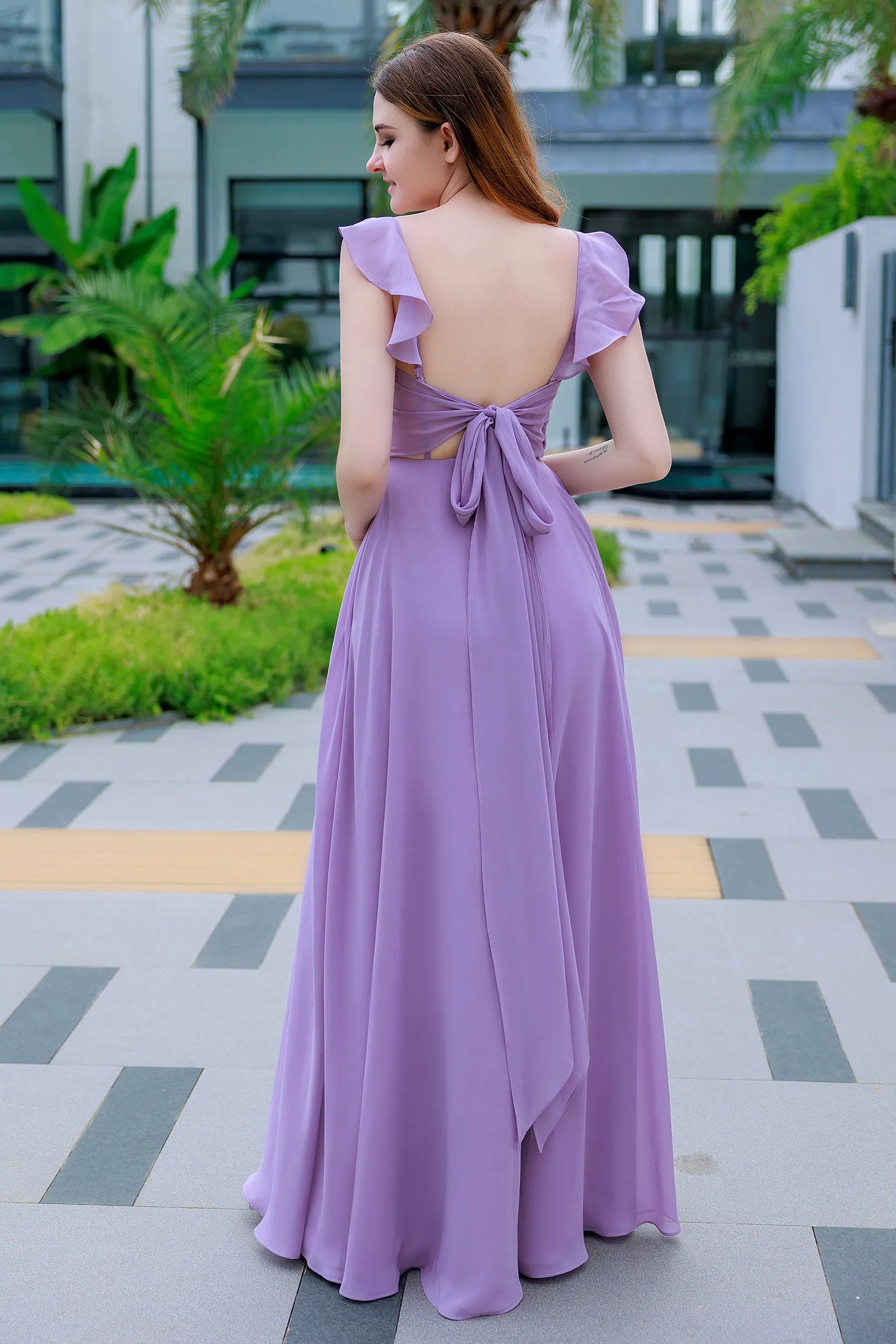 A-Line Floor Length Chiffon Bridesmaid Dress CB0714 sold by Cocomelody product image thumbnail 2