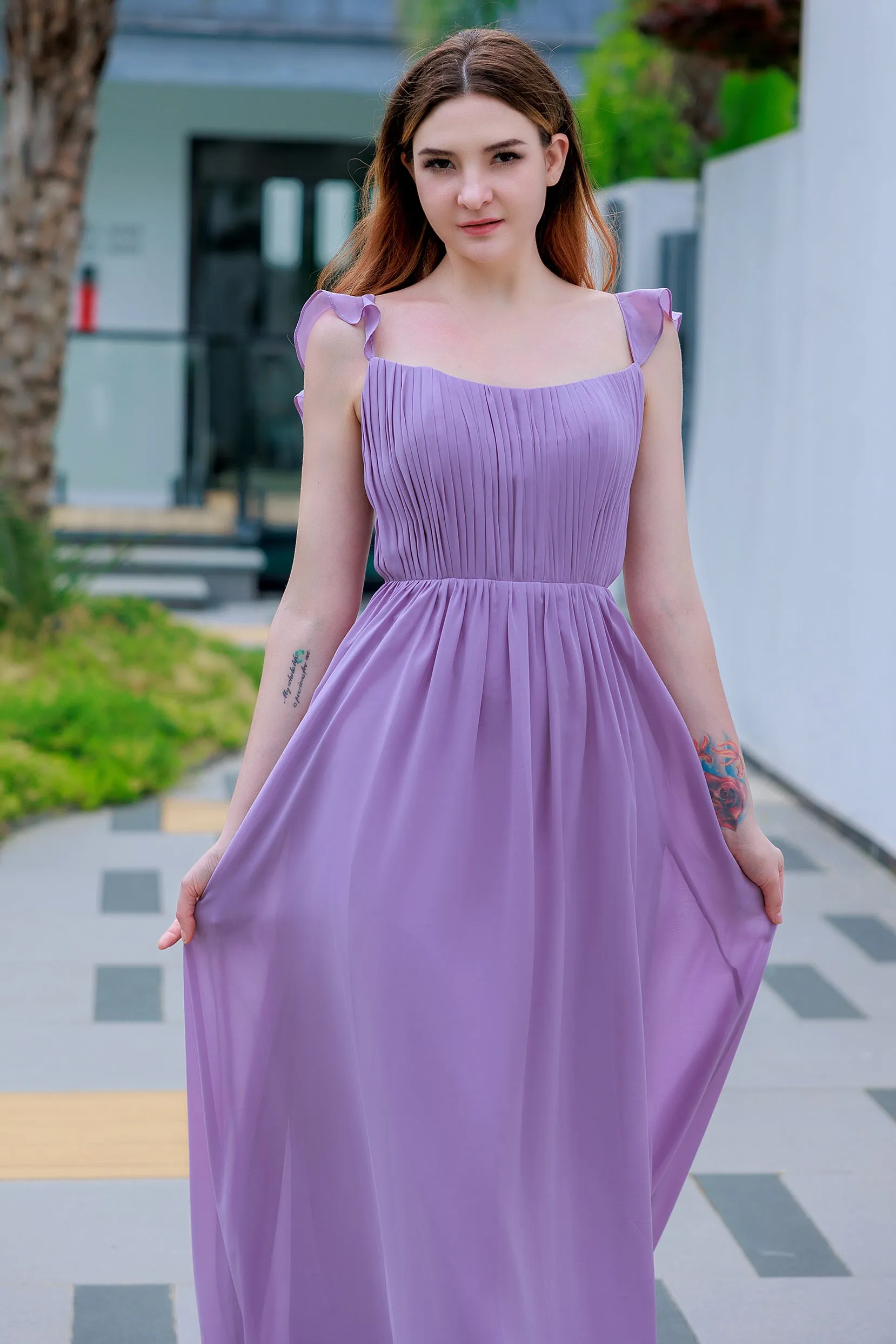A-Line Floor Length Chiffon Bridesmaid Dress CB0714 sold by Cocomelody product image thumbnail 3