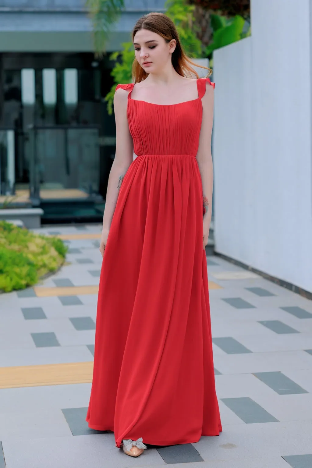 A-Line Floor Length Chiffon Bridesmaid Dress CB0714 sold by Cocomelody product image thumbnail 4