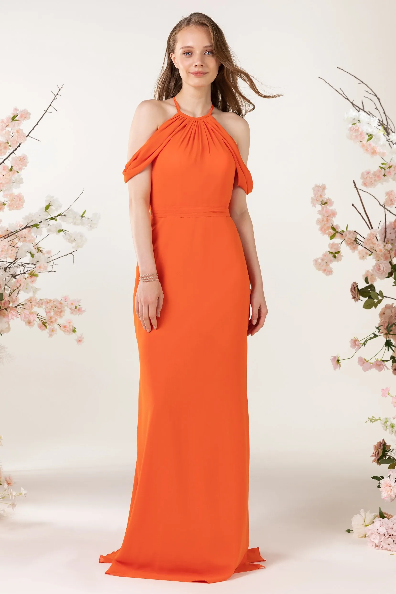 Sheath-Column Sweep Train Chiffon Bridesmaid Dress CB0463 sold by Cocomelody product image thumbnail 3