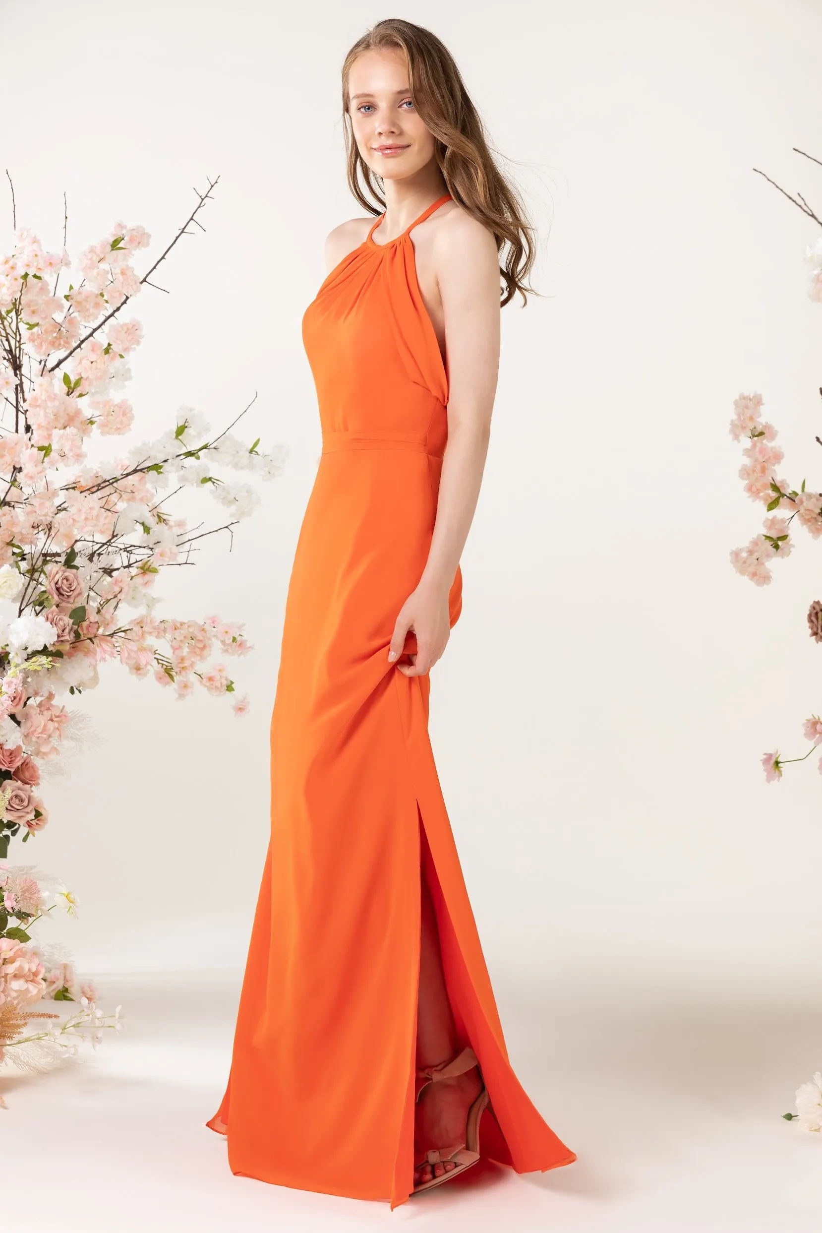 Sheath-Column Sweep Train Chiffon Bridesmaid Dress CB0463 sold by Cocomelody