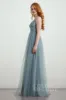 A-Line Floor Length Tulle Lace Bridesmaid Dress CB0438 sold by Cocomelody