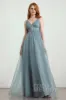 A-Line Floor Length Tulle Lace Bridesmaid Dress CB0438 sold by Cocomelody