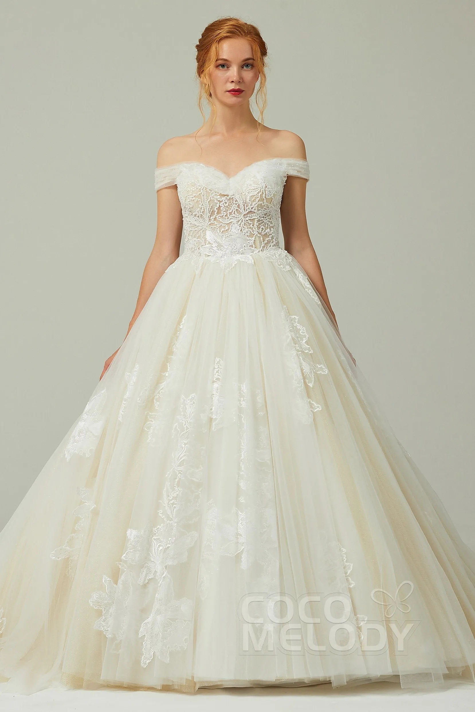 A-Line Chapel Train Tulle Wedding Dress CW2167 sold by Cocomelody