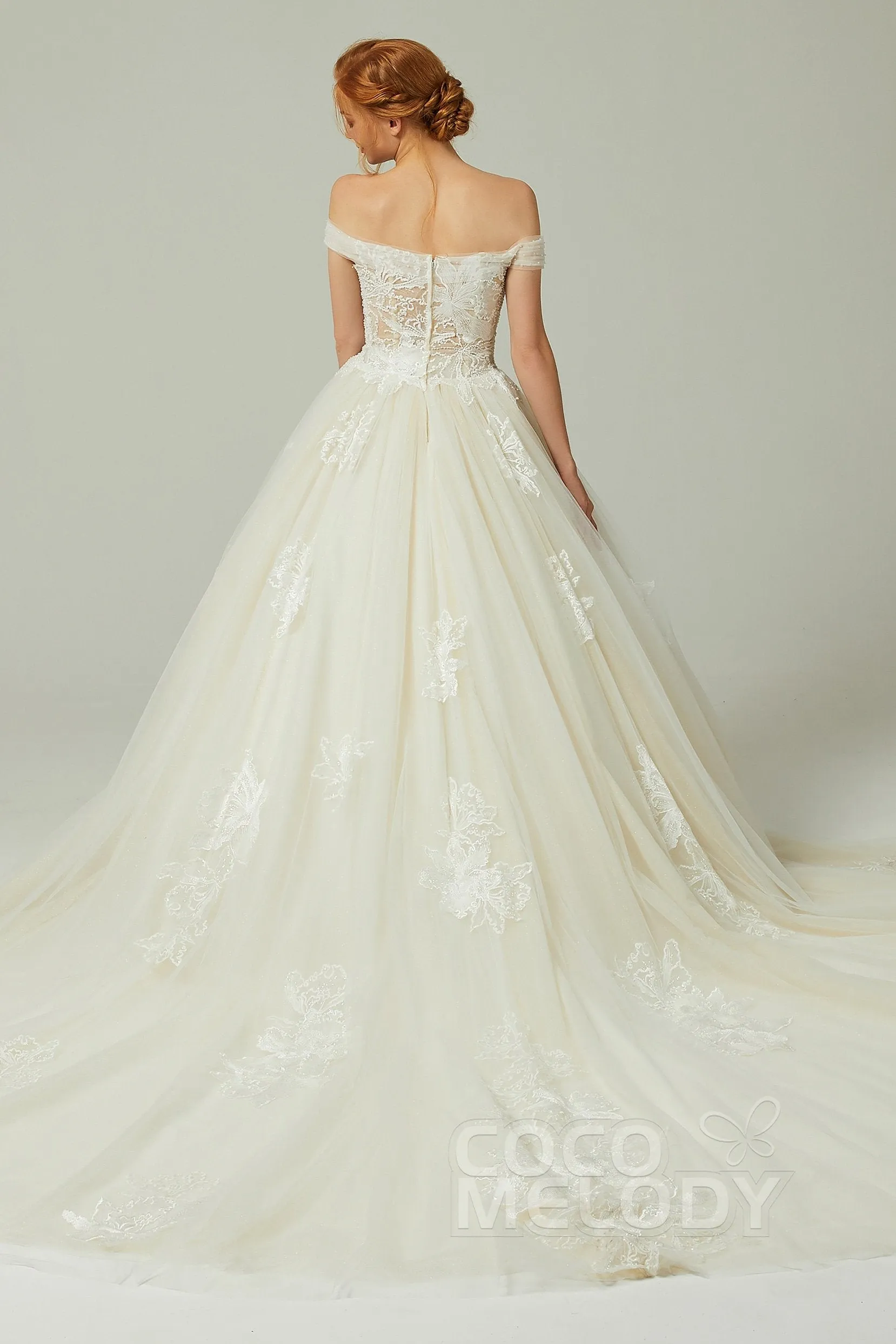 A-Line Chapel Train Tulle Wedding Dress CW2167 sold by Cocomelody product image thumbnail 2