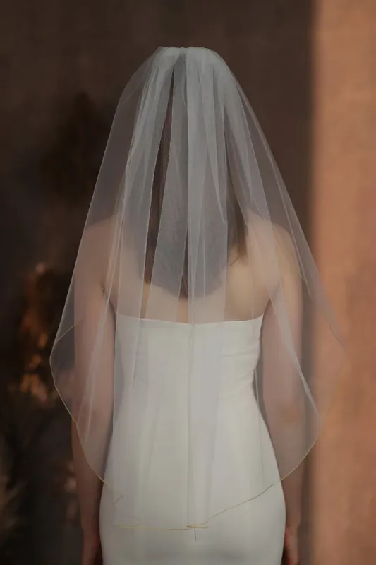 One-tier Pencil Edge Tulle Waist Veils with CV0375 sold by Cocomelody