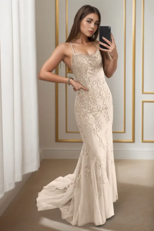 Trumpet-Mermaid Sweep-Brush Train Tulle Prom Dress CS0398 sold by Cocomelody