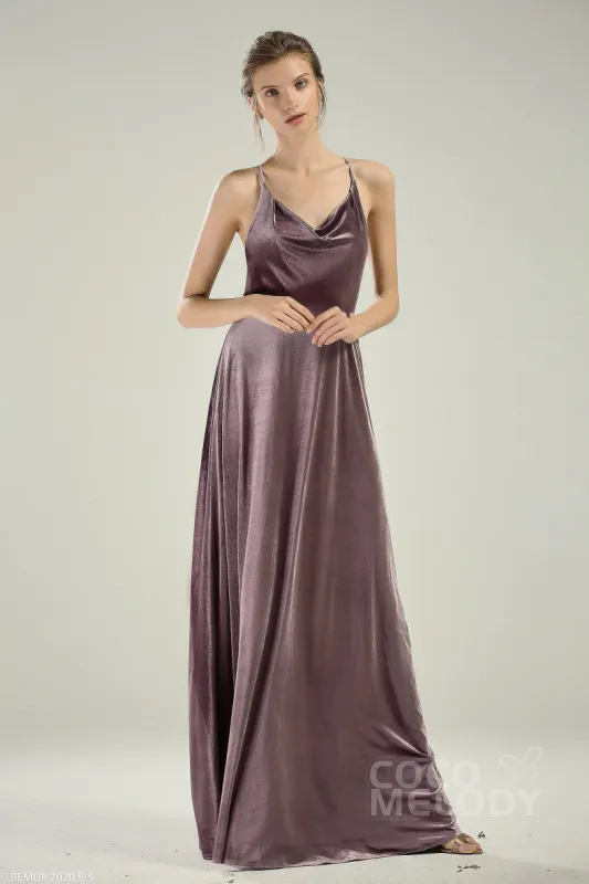 A-Line Floor Length Velvet Bridesmaid Dress CB0625 sold by Cocomelody