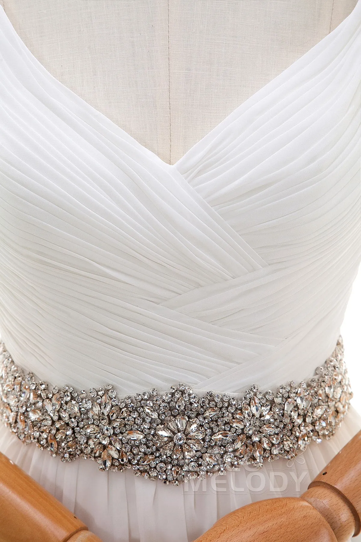 Sheath-Column Sweep-Brush Train Chiffon Wedding Dress LD4316 sold by Cocomelody product image thumbnail 5