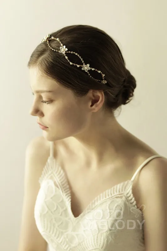 Alloy Headbands with Imitation Pearl and Rhinestone CH0309 sold by Cocomelody