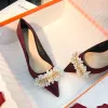 Pearl Satin Pointy Stiletto Heels 683923492274 sold by Cocomelody