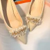Pearl Satin Pointy Stiletto Heels 683923492274 sold by Cocomelody