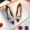 Pearl Satin Pointy Stiletto Heels 683923492274 sold by Cocomelody
