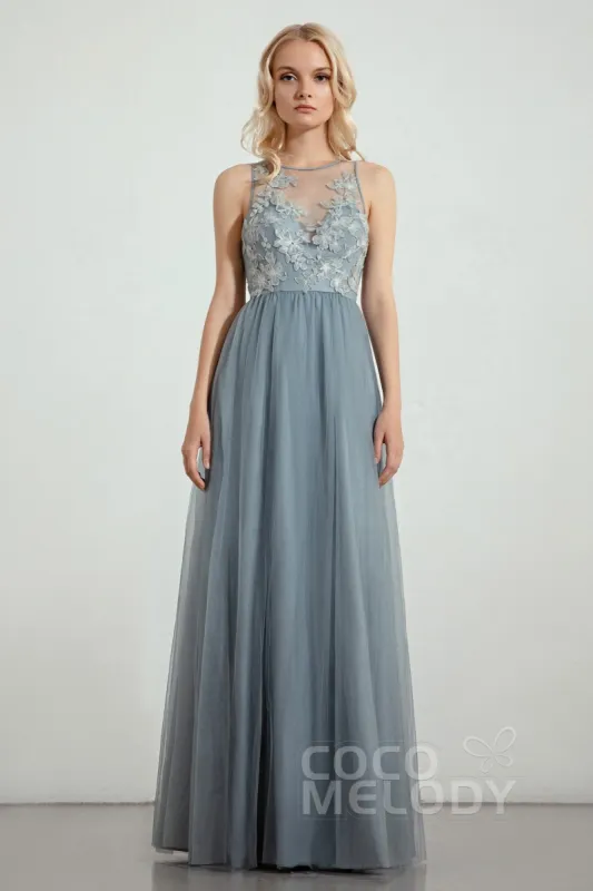 A-Line Floor Length Tulle/Lace Bridesmaid Dress CB0435 sold by Cocomelody