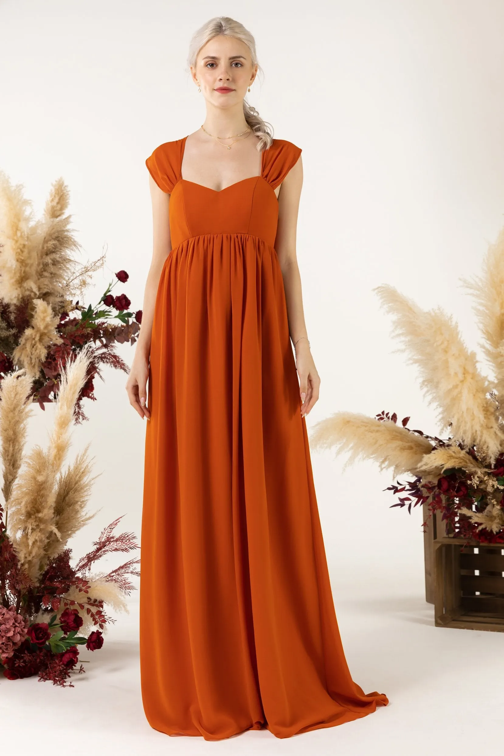A-Line Sweep-Brush Train Chiffon Bridesmaid Dress CB0470 sold by Cocomelody product image thumbnail 3