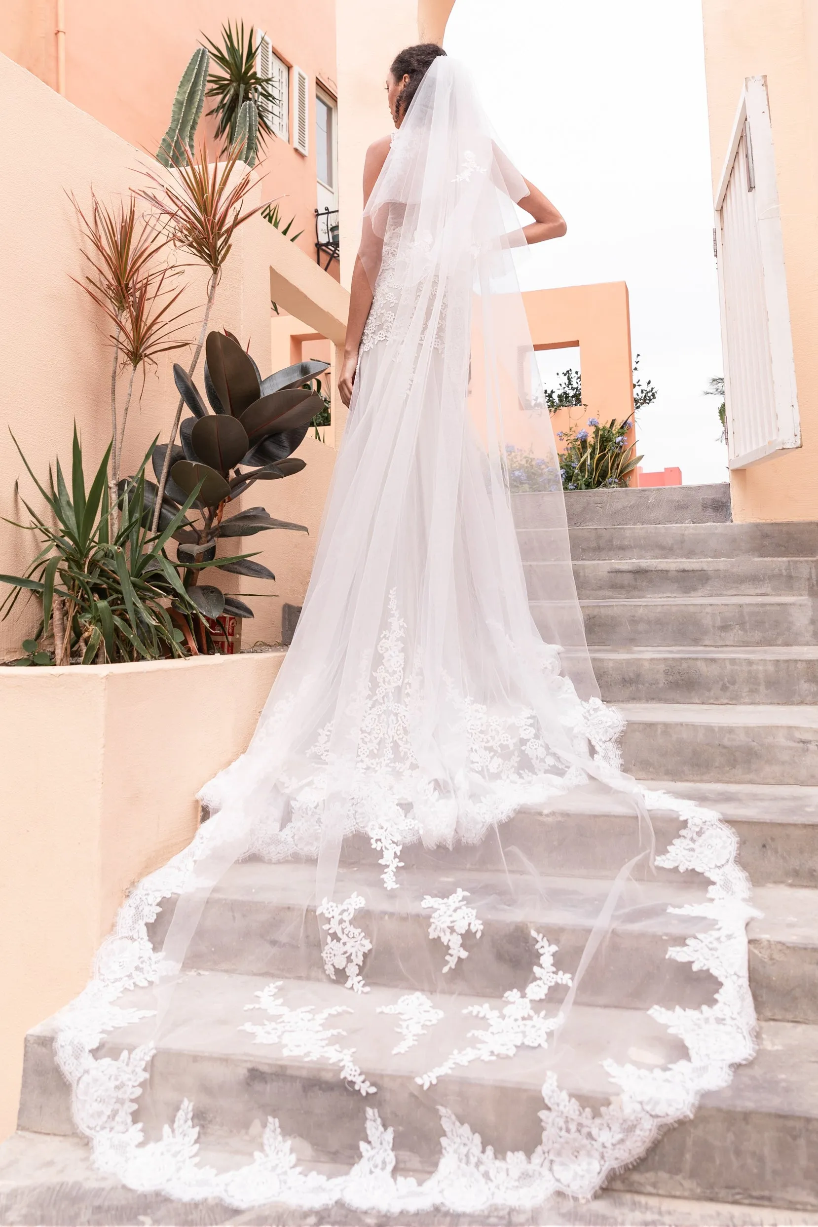 Two-tier Lace Edge Tulle Cathedral Veils Appliques CV0231 sold by Cocomelody