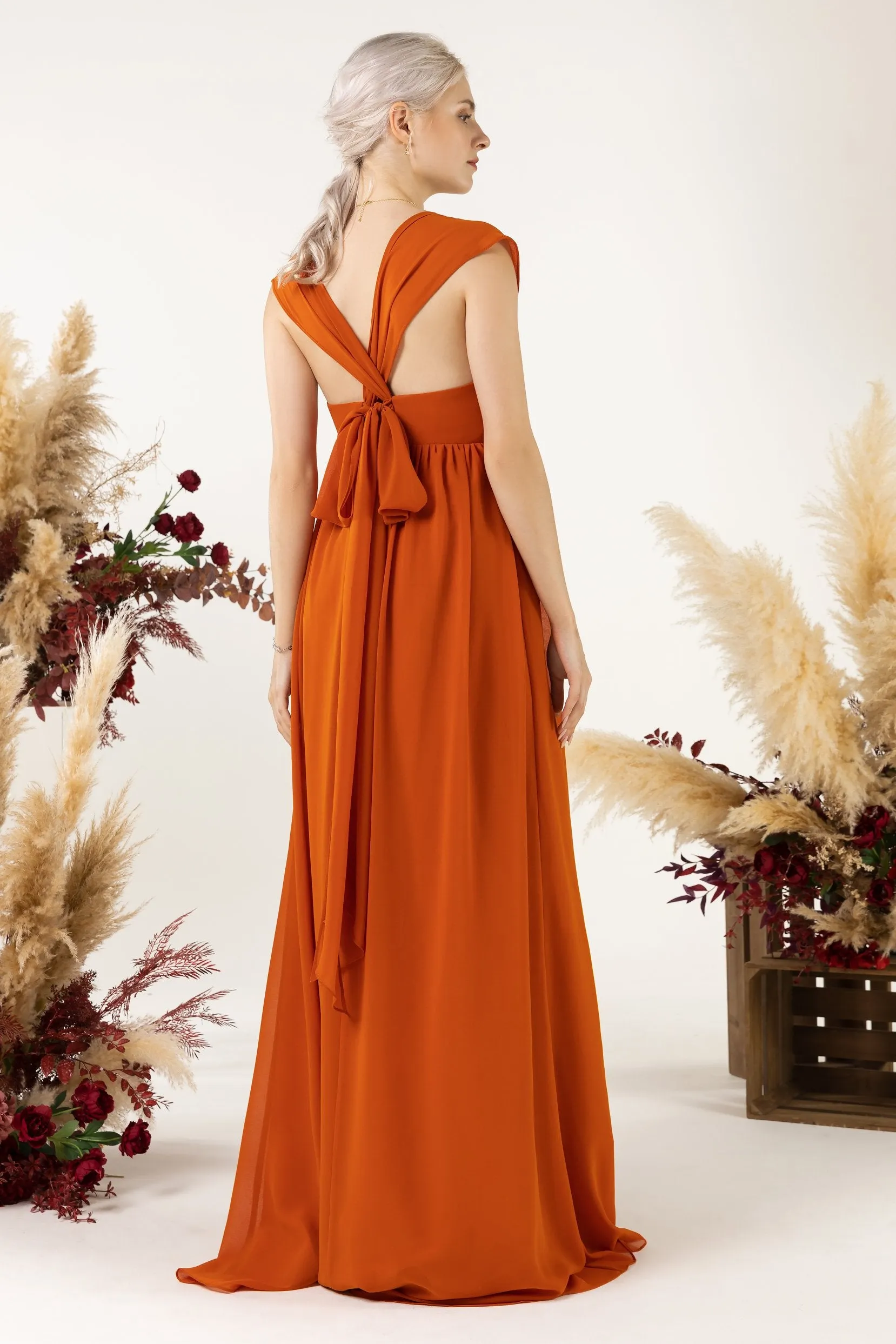 A-Line Sweep-Brush Train Chiffon Bridesmaid Dress CB0470 sold by Cocomelody product image thumbnail 2