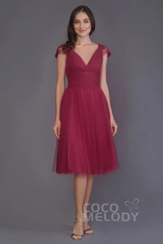 A-Line Knee Length Tulle Bridesmaid Dress PR3515 made by Cocomelody