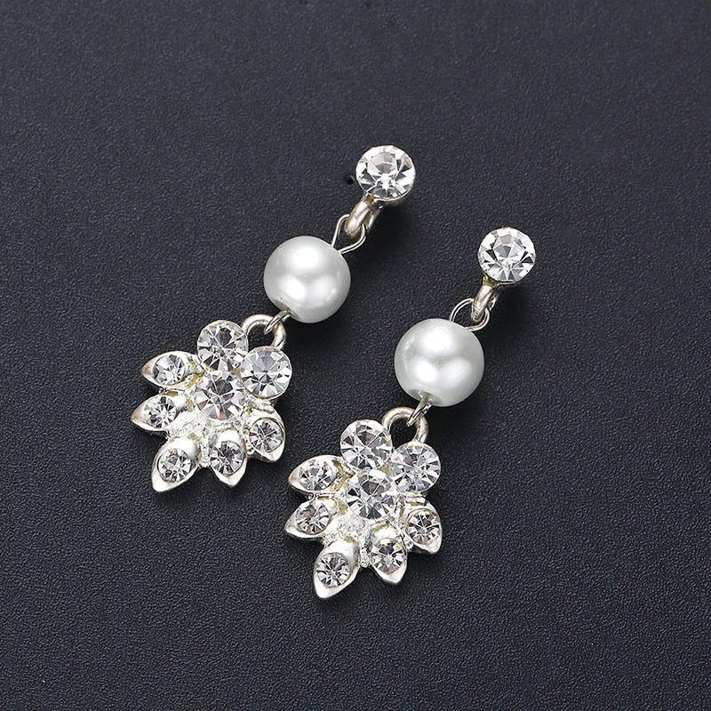 Bridal rhinestone pearl earring necklace set wedding accessories 601324768837 sold by Cocomelody product image thumbnail 3