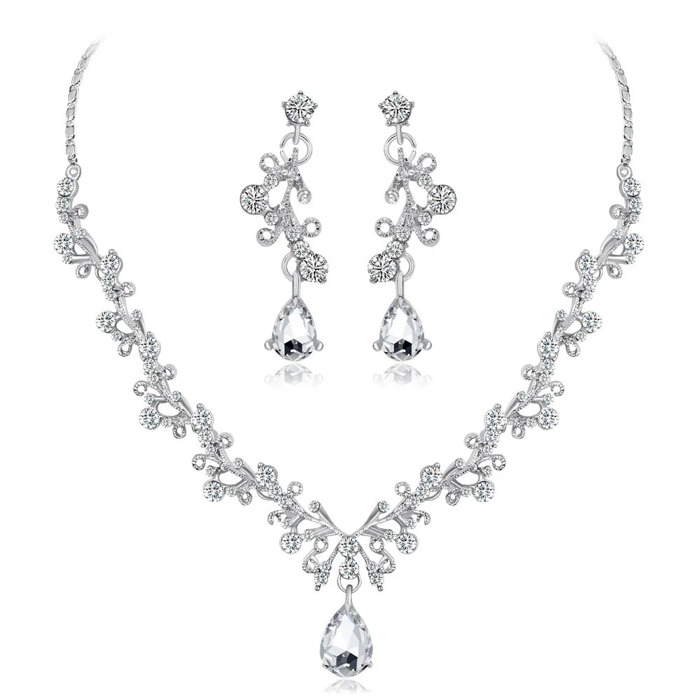 Necklace Earrings set Crystal clavicle necklace Wedding accessories jewelry set 806809386799 sold by Cocomelody