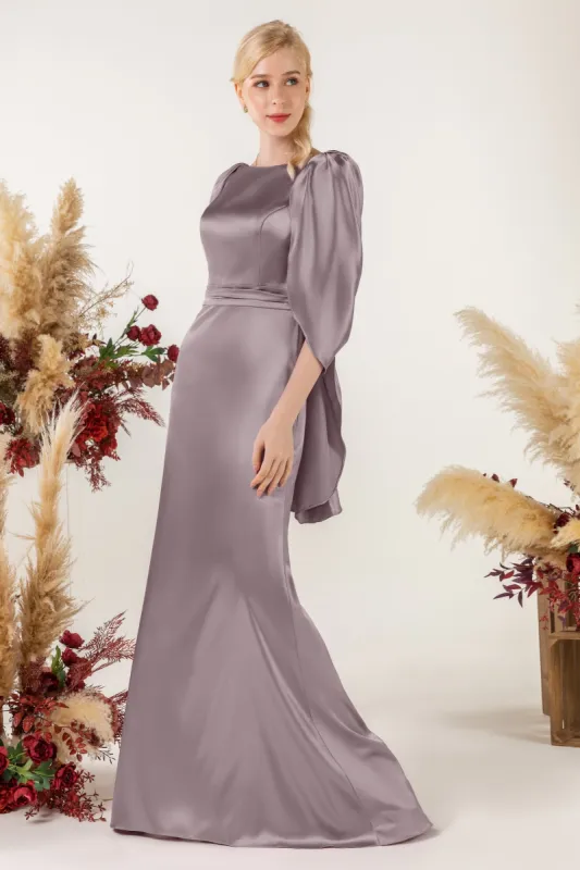 Sheath Sweep Luxe Satin Bridesmaid Dress Formal Dresses CB0513 sold by Cocomelody