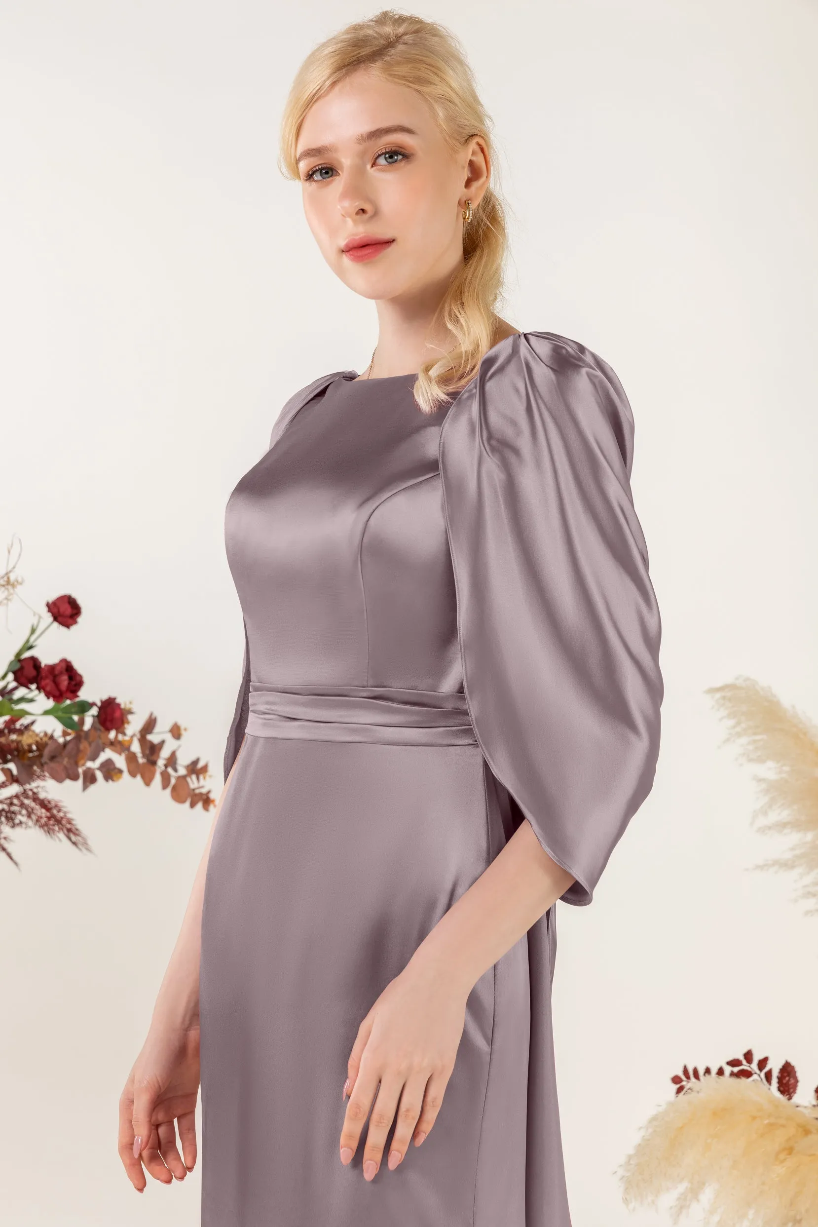 Sheath Sweep Acetate Satin Bridesmaid Dress Formal Dresses CB0513 sold by Cocomelody product image thumbnail 5